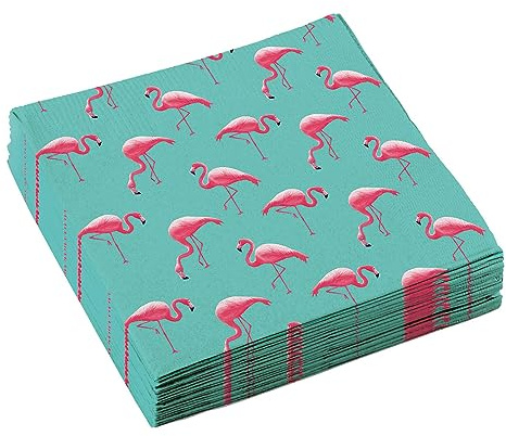 Amscan 9903328 - Servietten Flamingo Paradise, 20 Stück, 33 x 33 cm, Partygeschirr, Tischdekoration