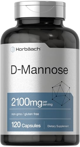 Horbäach D-Mannose Supplement 2100mg | 120 Capsules | Pills for Women and Men | Non-GMO & Gluten Free