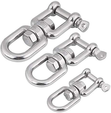 Grilletes Giratorios Marinos, Yctze, Resistente Acero Inoxidable 304 Anillo Giratorio Dispositivo de Grillete Enrollable de Repuesto para Cadenas de Ancla Remolque de Recuperación Todoterreno (6mm)
