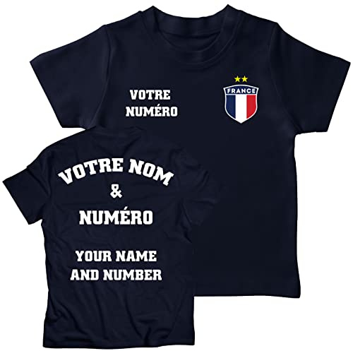 lepni.me Maglietta da Calcio per Bambini | Maglia Personalizzata con Il Tuo Nome e Numero | T-Shirt per Ragazzi Francia Calcio 2026 (7-8 Anni Navi Blu Multicolore)
