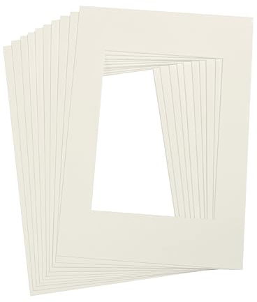 Donmills White/Cream Picture Photo Frame Mounts Mats, A4 Frame for Picture 8 * 6 inch, 10 PACK Computer Cut Card Picture Photo Mounts for Frames, Cardboard Picture Frames