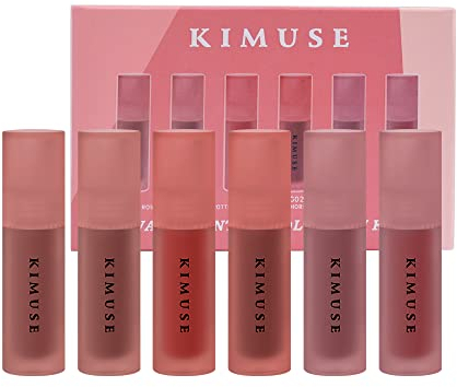 KIMUSE Water Gel Lip Tint 6 Colors Set, Highly Pigmented Long Lasting Moisturizing Glossy Lip Tint Stains, Hydrate Lightweight Lip Gloss Makeup