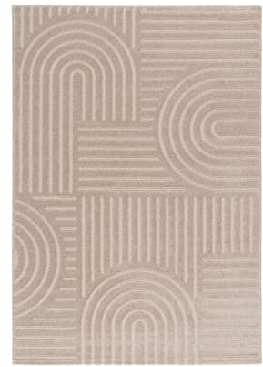 Kurzflor Teppich, Wohnzimmer, Boho Geometrisch - Beige - 120cm x 160cm - Moderner Superweicher Teppich