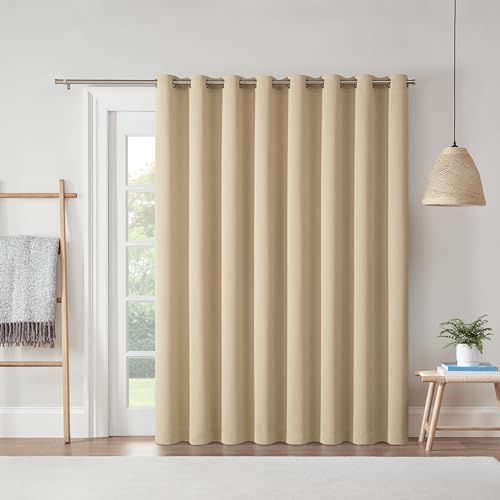 Eclipse Darrell Thermaweave Blackout Grommet Extra Wide 84 x 100 Sliding Patio Door Curtain Panel in Wheat