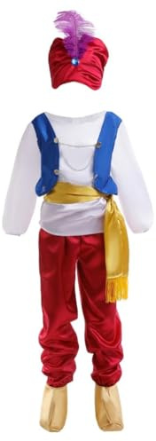 Lito Angels Deguisement Costume Aladdin Prince Arabe avec Chapeau et Couvre-chaussures de Génie pour Enfants Garçons Taille 9-10 ans (étiquette en tissu XL)