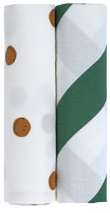 LÄSSIG Baby Puckdecke Spuckdecke Pucktuch Mulltuch 2er Set Baumwolle 120 x 120 cm/ Swaddle & Burp Blanket XL Happy Rascals Smile