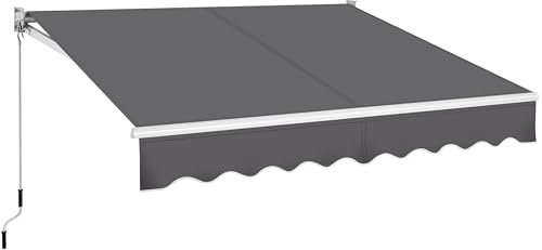 Yaheetech Infällbar markis, klämmarkis med handvev, manuell ledarmmarkis, vattenavvisande, solmarkisvinkelinställning (5 35°), solskydd 250 x 200 cm, mörkgrå