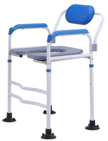 Asiento de Inodoro Elevado con Patas de Altura Ajustable, Marco de Seguridad para Inodoro con Asas y Respaldo Silla de Ducha con Asistencia de Seguridad Elevador de Asiento de Inodoro Elevado para P
