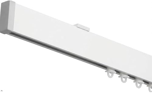 TENDE ARREDO TESSILE - Binario Tenda Soffitto Scorrevole (186 cm) Zineffa per Tenda, Binario a Onda Decorativo in Alluminio con Tappi Terminali e Occhielli in PVC per Tende su Misura (Bianco)