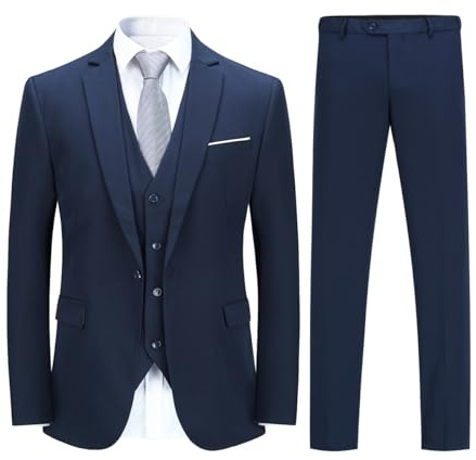 YOUTHUP Mens 3 Piece Suit 1 Button Slim Fit Tuxedo Blazer Waistcoat Pants