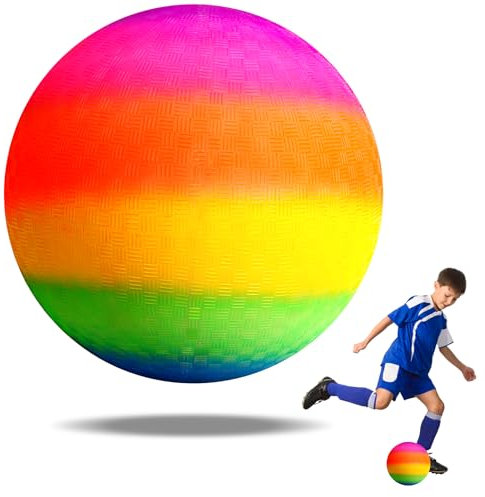 OSDUE Bouncy Kickball, PVC Kinder Spielball, Mehrfarbig Regenbogen Ball Rainbow PVC Soft Ball für Kinder Fußball Softball Kickball für Drinnen und Draußen - ohne luftpumpe geliefert Wird (8,6 Zoll)