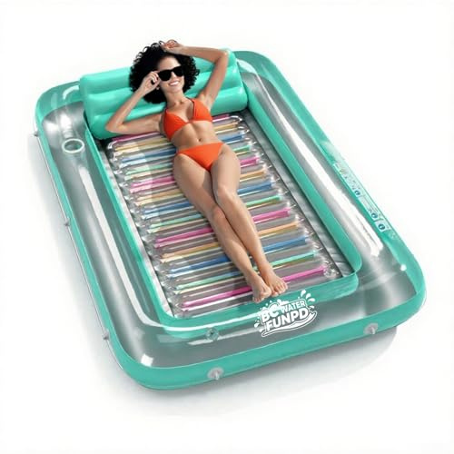 Pool Floats Adult - Large Inflatable Tanning Pool Lounger Float with Pillow, 4-in-1 Multi-Purpose Pool Floaties for Adults, Pool Float Lounges for Parties 182L x 120W
