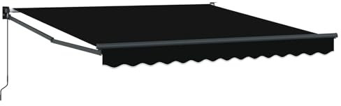 vidaXL Toldo Retráctil Manual Negro 300 x 250 cm | Resistente a los Rayos UV y al Agua, Sombra Ajustable para el Patio, solución Moderna para protegerte del Sol en Exteriores, Cubiertas de Deck, tol