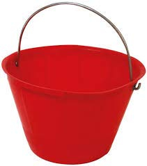 Cubo para mortero de PVC rojo mide 36 cm.