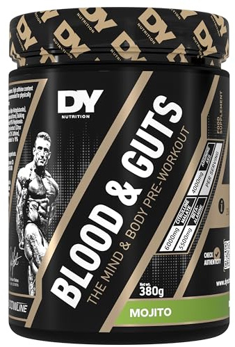 DY Nutrition - Blood & Guts Pre Workout Powder, 380g (Mojito) - High Strength Preworkout with 350mg Caffeine, Citrulline Malate, Beta Alanine, Arginine AKG, L-Tyrosine, Vitamin B3 for Men & Women