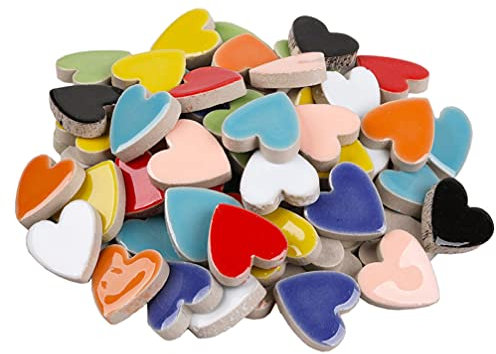 EXCEART Mosaic Tiles Bulk 200g Ceramics Mosaic Tiles Crafts Heart Mosaic Pieces Tile for DIY Craft Jewelry Making Ceramic