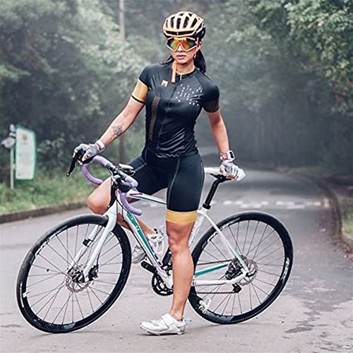 CYTSH Triatlón para Mujer Ciclismo de Manga Corta Jersey, Pantalones Cortos, Mono, Sudadera, Traje de baño Transpirable (Color : 119, Size : Large 20mm)