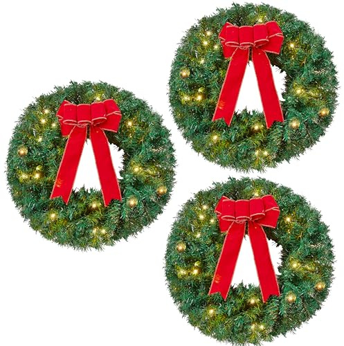 Joiedomi Ghirlanda natalizia da 19 con luci a LED, 3 pezzi di ghirlanda per porta d'ingresso, finestre, soggiorno e decorazioni natalizie