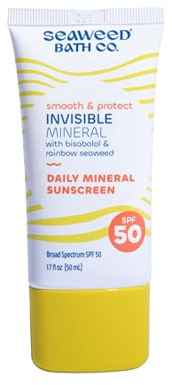 Seaweed Bath Co Smooth & Protect Invisible Mineral Sunscreen SPF 50 - Lightweight, Non-Greasy Zinc Oxide Face Sunscreen Gel - Daily Fragrance Free Moisturizer Primer with SPF, 1.7 oz