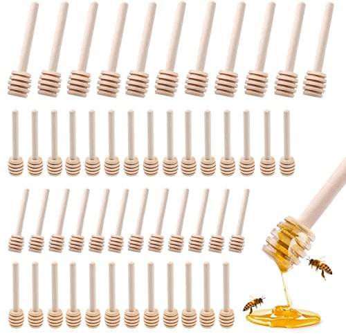Lot de 50 Cuillères à Miel, Mini Cuillères à Miel en Bois pour Cuisine et Salle à Manger 8 cm Cuillère Miel Bois pour Distributeur Confiture de Miel, Mini Bâtonnet Miel pour Mariage, (50 pcs)