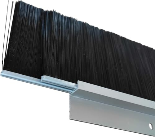 Retsun 1 Set Double Layer 3+0.91 Inches Door Seal Sweeps Seal Black Garage Roll Up Door Bottom Door Brush Aluminum Holding Easy Mounting (3“ Double, 1)