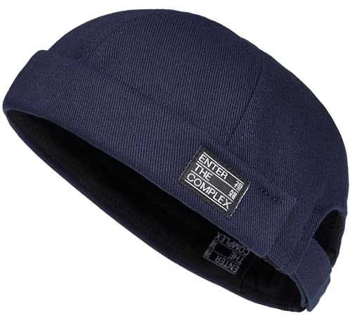 Enter the Complex® Docker Cap, män och kvinnor, 100 % bomull, hamnmössa, docker-mössa, justerbar storlek med kardborreband, marinblå, one size