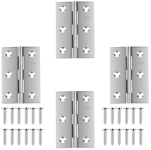 QANQIUPLE Stainless Steel 3 Inch Hinges for Door Window Wooden Box, 4 Pack
