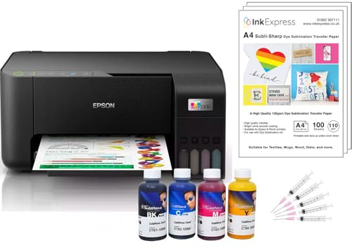 Ink Express Dye Sublimation A4 Printer Bundle - Sublimation Compatible ET-2862 Inc. Inktec Sublinova Inks, Sublimation Paper & ICC Profile