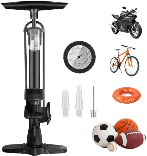 Taeku Fahrradpumpe, Multifunktionale 160 Psi Luftpumpe Tragbare Rahmenpumpen Standluftpumpe Fahrrad Fußpumpen Handpumpe Alle Ventilarten für Rennrad MTB (Vorne Manometer)
