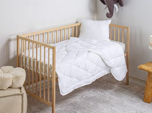 IlGruppone Piumino Per Bambino Lettino 110x125 Cm 100/200/300 Gr 4 Stagioni Estate/Inverno Anallergico Trapunta Coperta Da Culla Trapuntina Traspirante Antiacaro- Bianco - 200 Grammi