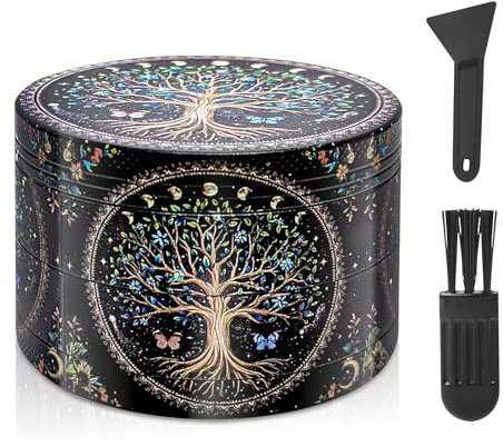 LHOEST Grinder - Macinaspezie da 63 mm, con raschietto e spazzola in plastica, 4 strati, per spezie (Albero colorato)