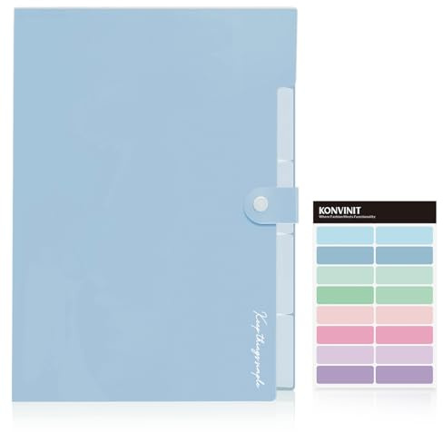 KONVINIT Portadocumenti Espandibile Cartellina porta Documenti a4 Cartella Organizza Documenti con 5 tasche Cartellina Portadocumenti a Ventaglio Capacità Elevata