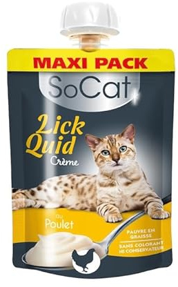 Riga - Socat Lick Quid - Friandises pour Chat - Snack Humide Au Poulet - Crème A Lécher - Riche en Protéines - sans Céréales - Faible en Graisses - Récompense Idéale - Maxi Pack - 90 g