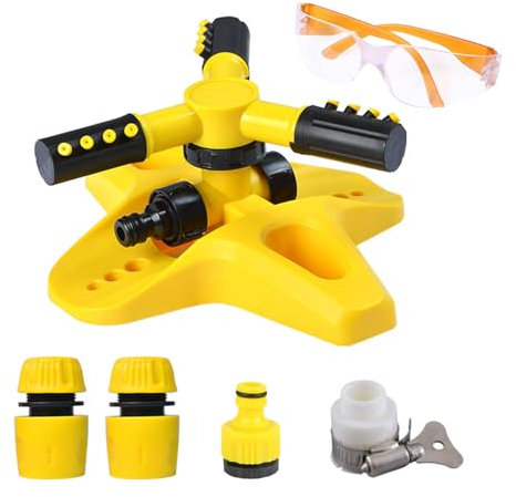 Jeux Exterieur Enfant,Arroseur Rotatif avec Lunettes De Protection,Arrosage Automatique pour Jardin,Arroseur Jardin avec Adaptateur Tuyau Arrosage,Jeux d'eau Enfant Exterieur Arrosage Jardin