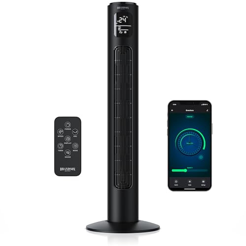 Brandson - Turmventilator ECO mit DC Motor - sehr leise – Wlan Smart Home mit App/WiFi Alexa Sprachsteuerung - Ventilator mit Oszillation – Preisträger 2025