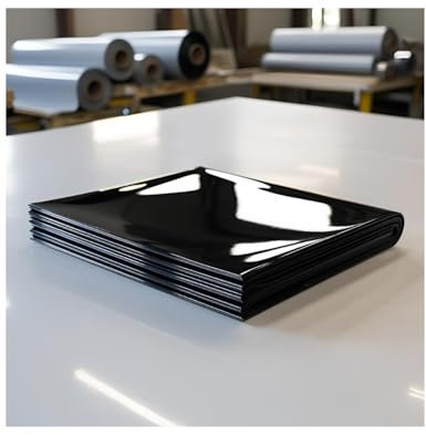 Black Plastic Sheeting – 2m x 3m Heavy-Duty Plastic Sheet – Waterproof & Opaque – Multipurpose Polyethylene Sheet for Garden, Construction, Paint Protection, Vapor Barrier, Ground Cover - Pack of 1