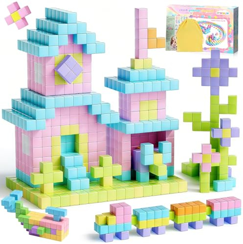 NLMWTI 80 Stück Magnetische Bausteine Blöcke für Kinder, Kinderspielzeug, magnetisches Bauspielzeug, Puzzlebaustein, Magnetisches Spielzeug ab 3 4 5 6 7 8 Geschenk für Jungen und Mädchen