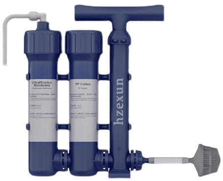 hzexun Filtre à Eau pour l'Extérieur, Système de Filtration de Camping à pompe manuelle Élimine 99,99% des Bactéries pour Randonnée d'urgence urgence, et hydratation ultra-légère