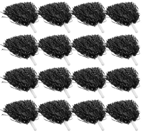 Ciieeo 15 Pièces Pompons de Cheerleading Légers et Faciles à Saisir en Pet et Abs Noirs pour Événements Sportifs et Gymnastique, Accessoires pour Pom-Pom