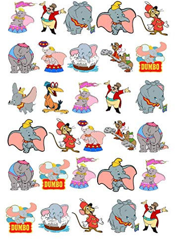Dumbo Lot de 30 décorations en papier comestible pour cupcakes et gâteaux