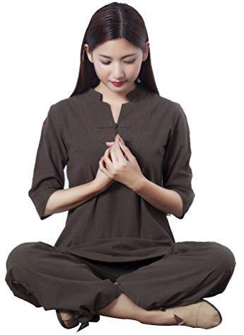 XGYUII Tai Chi Uniform Kleidung Unisex Chinesische traditionelle Baumwolle Seide Stretch Taichi Anzug Tai Chi Übung Taekwondo Training Wing Chun Zen Meditation Kleidung,Braun,XL