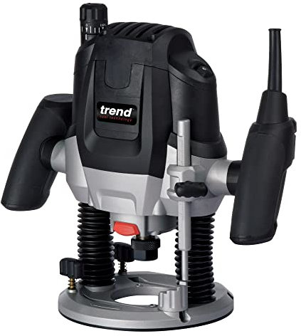 Trend T7 1/2 Inch Variable Speed Workshop Router and Kitbox, Perfect for Kitchen Fitting, Worktop Joints & Timber Profiling, 2100W, 240V, Black, T7EK