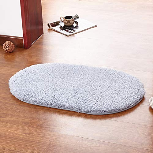 YAOTT Tappeto da Bagno Assorbente Antiscivolo Tappeto Peluche in Microfibra Spessi Lavabili in Lavatrice Tappetini Zerbinando Morbido Facile da Pulire per Vasca Doccia e Bagno Blu grigio 30X50CM