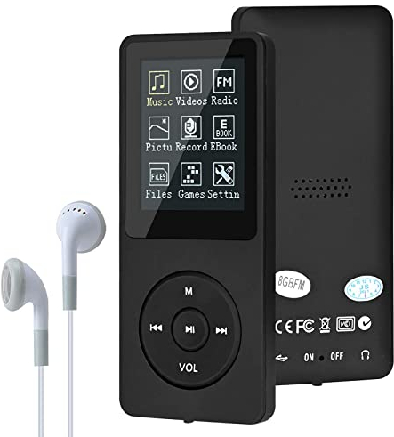 Reproductor de MP3/MP4, Lychee Upgrade, 8 GB Digital Music Player, Sonido Hi-Fi portátil con vídeo/grabación de voz/radio FM/lector de libros electrónicos, soporta hasta 64 GB (negro)