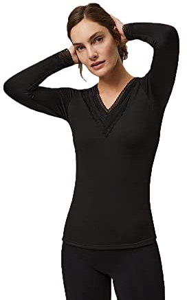 YSABEL MORA - 70012 Camiseta Mujer termica Cuello Pico Color: Negro Talla: S-XL
