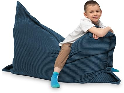 chilly pilley L XL XXL Sacchetto Di Fagioli Cuscino Da Pavimento In Velluto A Coste Cuscino Da Pavimento In Polistirolo Sacchetto Di Fagioli Gigante Materiale 100x70 Blu Scuro