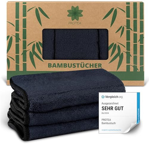 Protea Lot de 3 torchons en bambou anthracite - Absorbants et réutilisables - Essuie-tout de rechange - Chiffon sec - Chiffon de nettoyage - Lavables - Durables - Respectueux de l'environnement