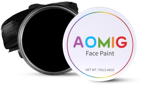 Aomig Körperfarben Upgrade 70g Face Paint und Bodypainting Farben Schminke Erwachsene Kinder Waschbar Körperfarbe Gesichtsfarbe Kinderschminke Makeup Theaterschminke Karneval Halloween Party (Schwarz)