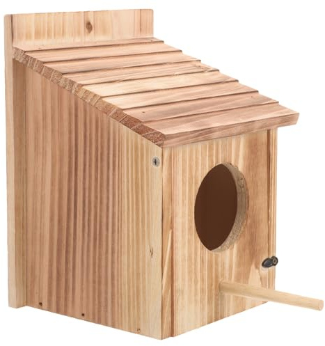 FRCOLOR Giardino Nido Casetta Uccelli in Legno Parrocchetto Nido Mangimi per Parrocchetti Casetta Uccelli Decorazione in Legno Uccelli Animali Domestici Nidificazione Uccello Forniture Legni Coda