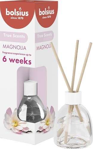 bolsius 8717847067241 True Scents - Bâtonnets Parfumés Diffuseur de Parfum d'intérieur - Magnolia - 1 Pièce - 60 ML - jusqu'à 6 Semaines - Parfum d'intérieur - avec des Extraits Naturels